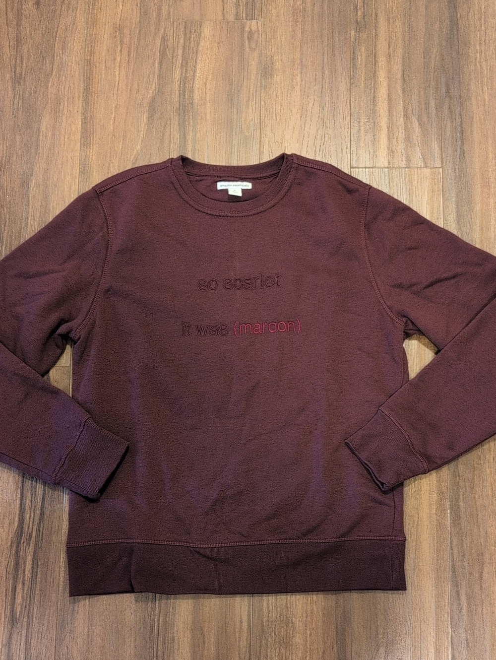 Taylor Swift Custom 'so scarlet it was (maroon)' Embroidered Crewneck - Maroon